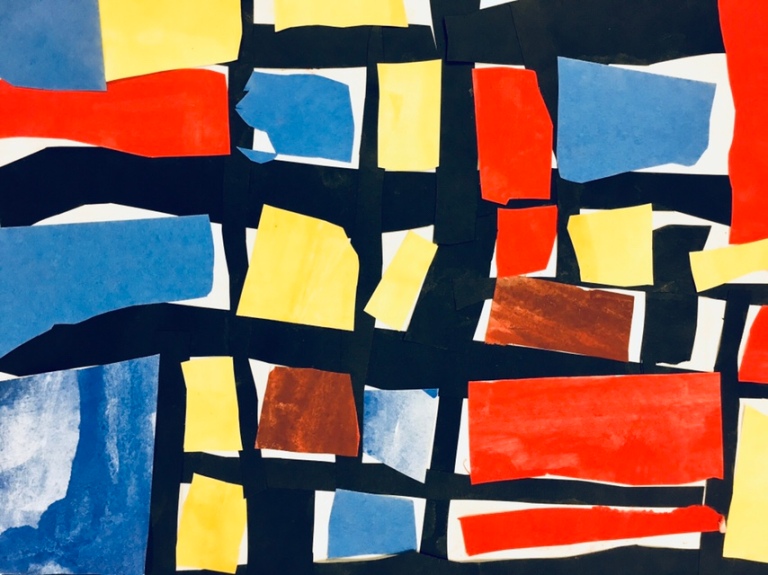 Kindergarten Piet Mondrian inspired Primary Colored Painted Paper Grids ...
