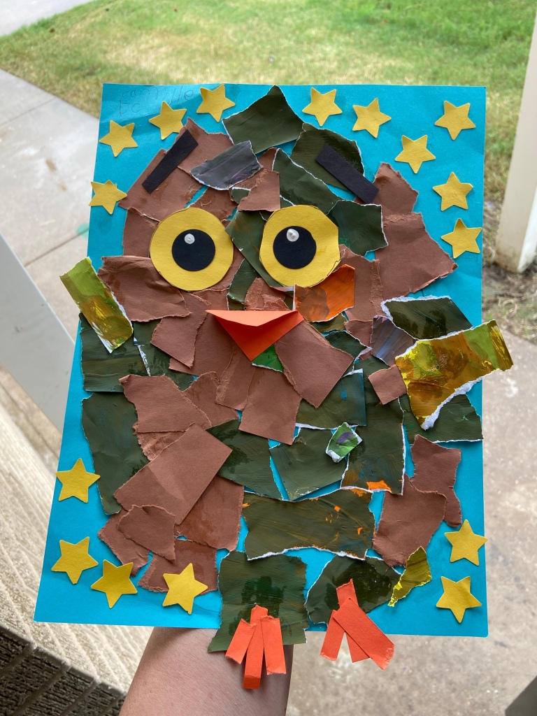 Kindergarten Painted Torn Paper Owls